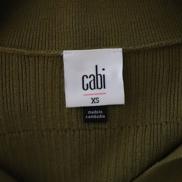 Cabi Polo Flap-Pocket Collared XS Green Ribbed Long Sleeve Cardigan - Picture 9 of 11